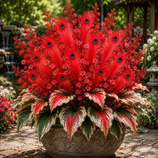 Peacock Flame Hosta Artificial Flowers for Garden Decor