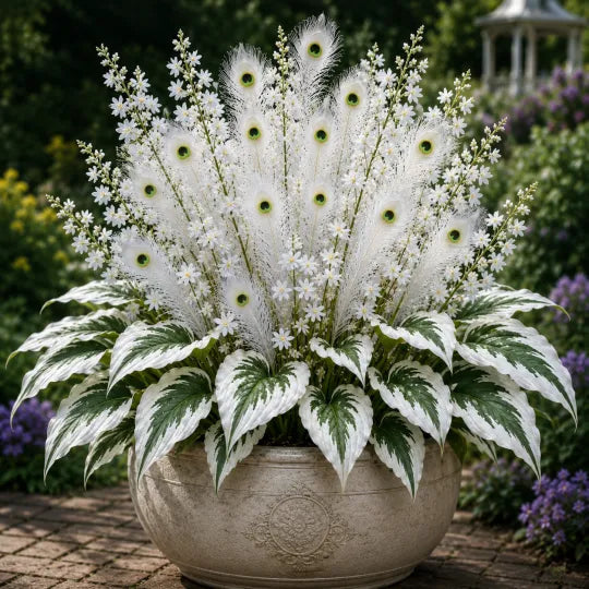 Peacock Flame Hosta Artificial Flowers for Garden Decor