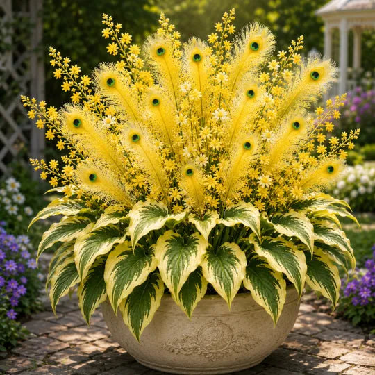Peacock Flame Hosta Artificial Flowers for Garden Decor