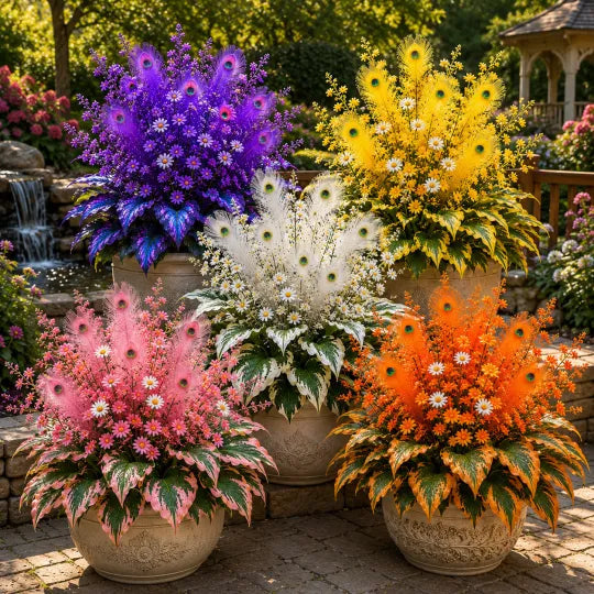 Peacock Flame Hosta Artificial Flowers for Garden Decor