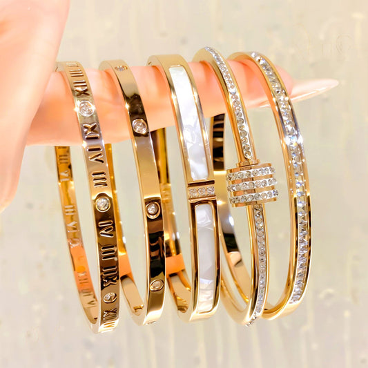 5-piece elegant stainless steel bracelet set, stylish and classic design