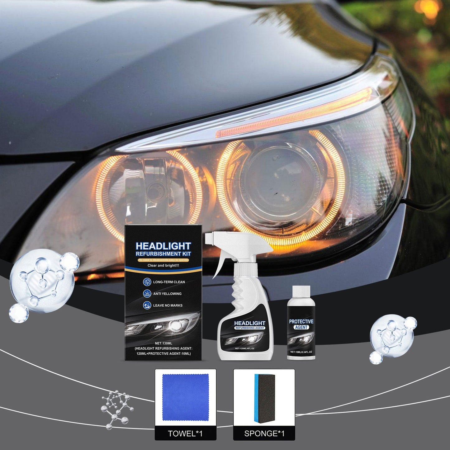 🛠️ Headlight Restoration Kit – Restore Clarity, Drive Safer!