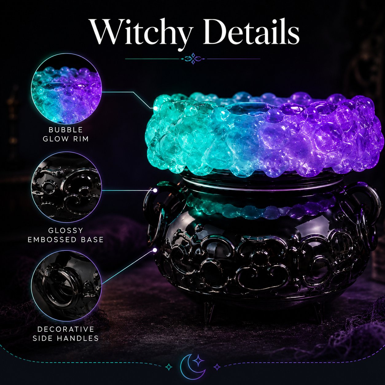 Halloween Cauldron LED Bubble Light Decor