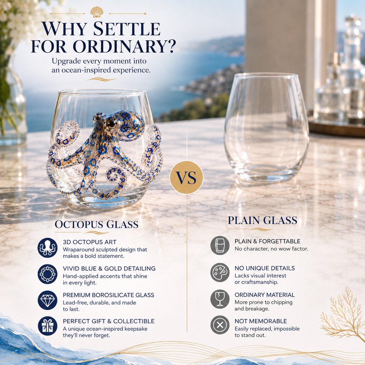 🔥Last Day 49% OFF-🌊Artisanal Blue Ringed Octopus Glassware