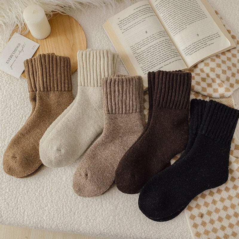 🧦5 pairs of wool socks for women - warm, mid-calf socks