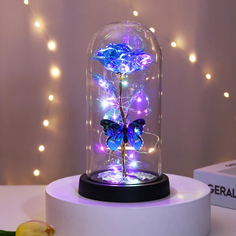 🔥Last Day 49% OFF - 🌹Eternal Butterfly Rose Glass Dome Display with LED Light✨