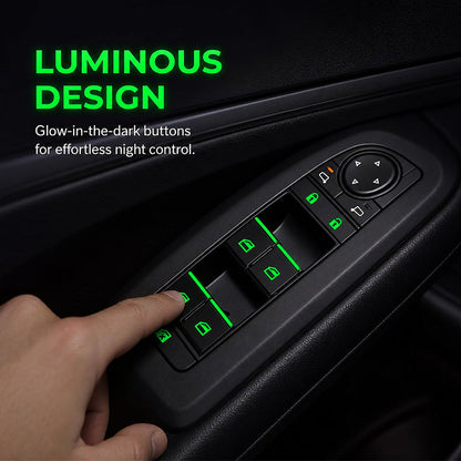 Luminous Car Window Switch Stickers | Colourful Night Glow Button Warning Decals For UK Vehicles
