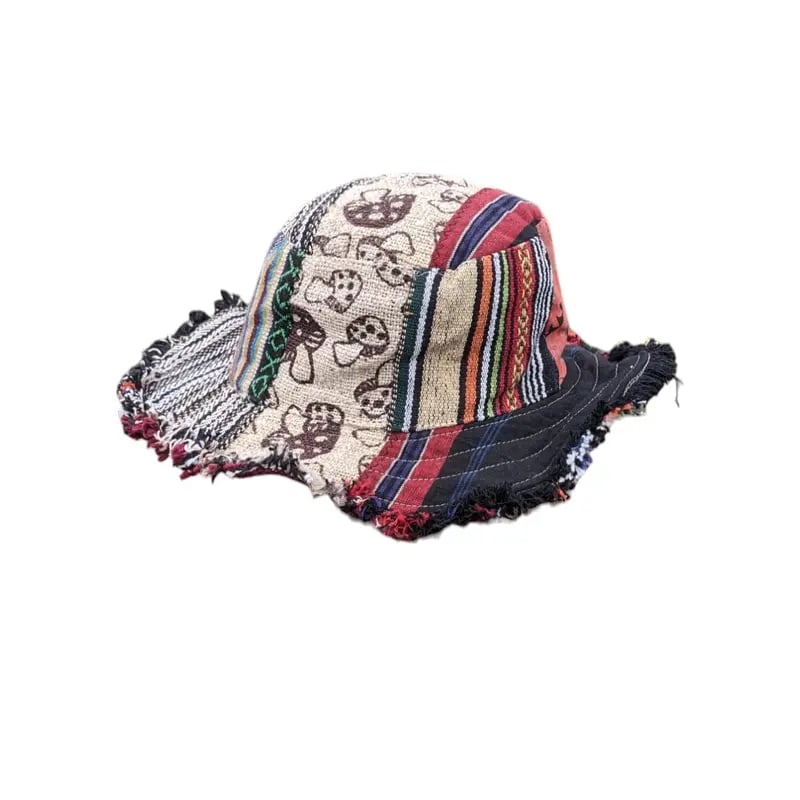 🏆Limited Time Sale 49% OFF🎩🍄Frayed Patchwork Bucket Hat(✨Shapeable Brim One-of-a-Kind Style)