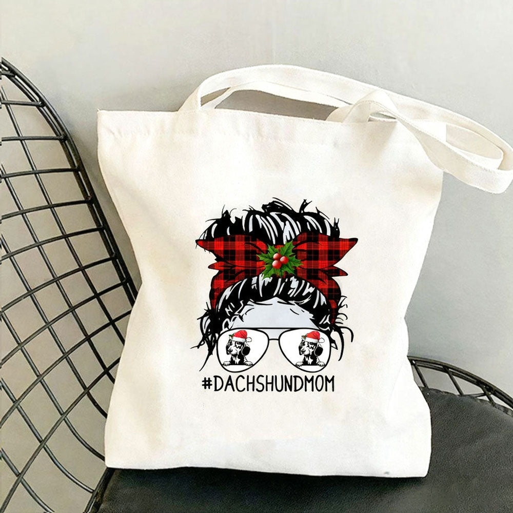 Dachshund Print Canvas Bag