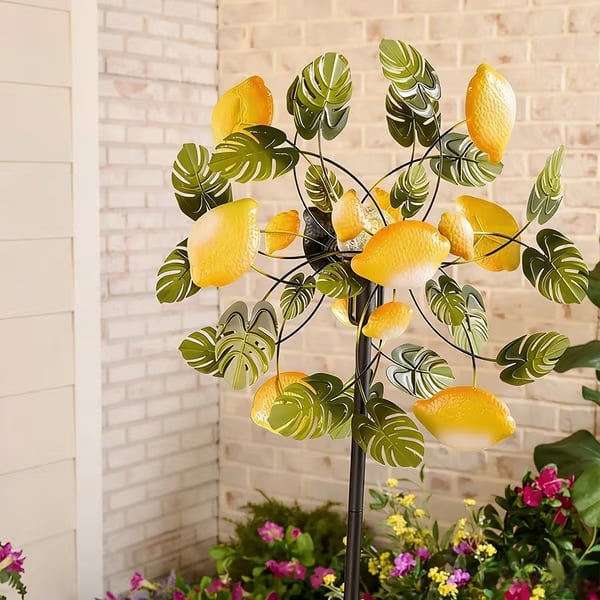 ☀️2026 HOT SALE 49% OFF🌀Outdoors Solar Wind Spinners with Decorative Flowers🌸(Includes bracket)87cm