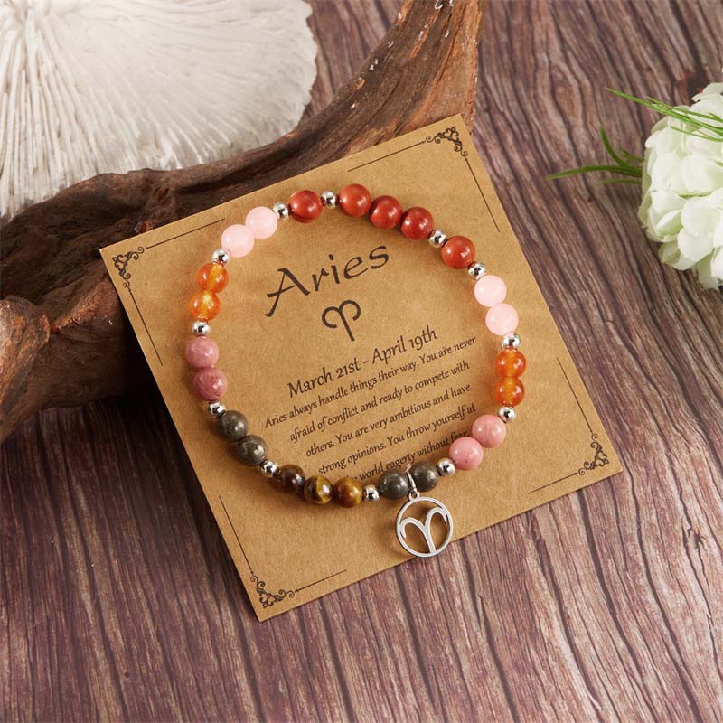 Bracelets with twelve zodiac sign stones