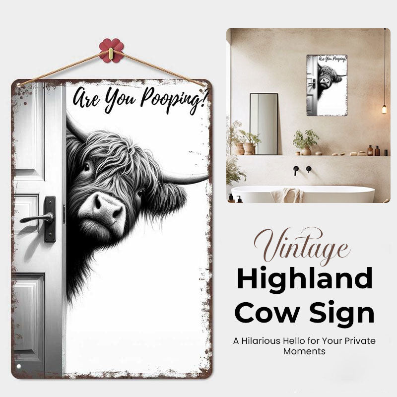 🐄 The cheeky visitor: Vintage Highland Cow sig