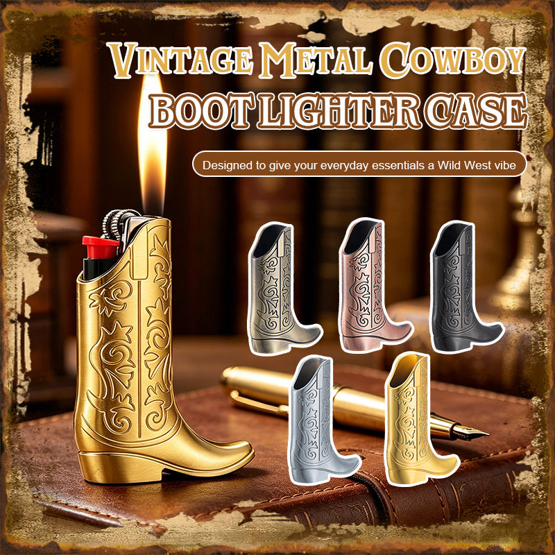 Vintage Metal Cowboy Boot Lighter Case