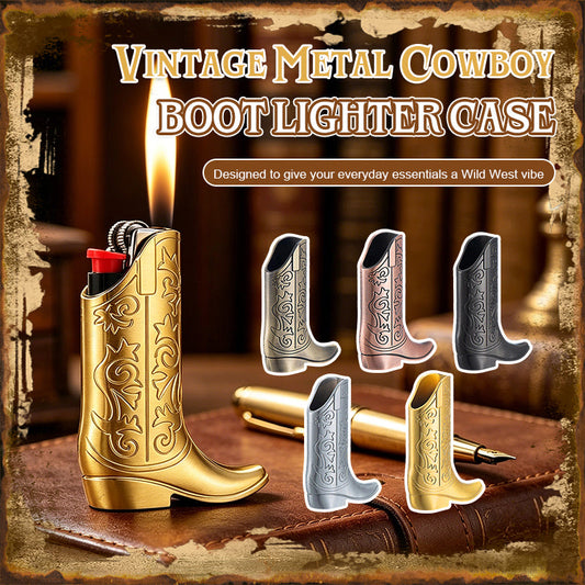 Vintage Metal Cowboy Boot Lighter Case