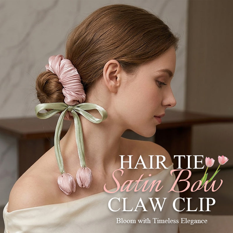 Satin Bow Hair Tie Claw Clip🌷 — Bloom with Timeless Elegance