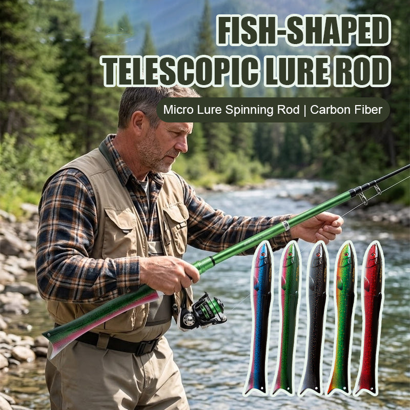 Fish-Shaped Telescopic Lure Micro-Fish Spinning Rod Carbon Fiber Rod