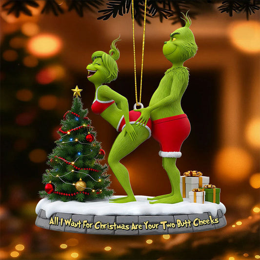 🎄 Naughty Green Couple Ornament – Christmas Gift 💚