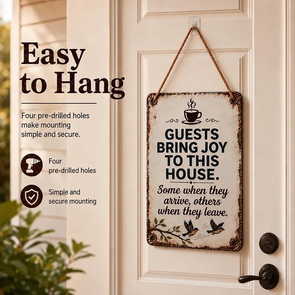 Cozy Welcome Metal Sign for Porch & Garden - Weatherproof Vintage Wall Decor for Front Door, Outdoor Gate & Yard Fence
