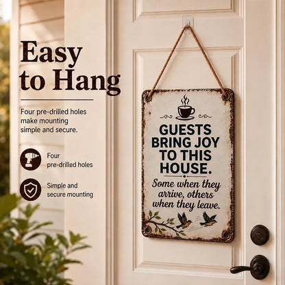 Cozy Welcome Metal Sign for Porch & Garden - Weatherproof Vintage Wall Decor for Front Door, Outdoor Gate & Yard Fence