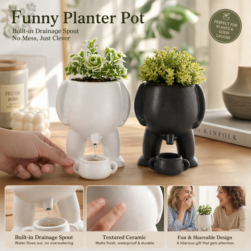Creative 'Peeing' Planter Pot - Quirky Nordic Art Succulent Flower Pot for Unique Home Decor