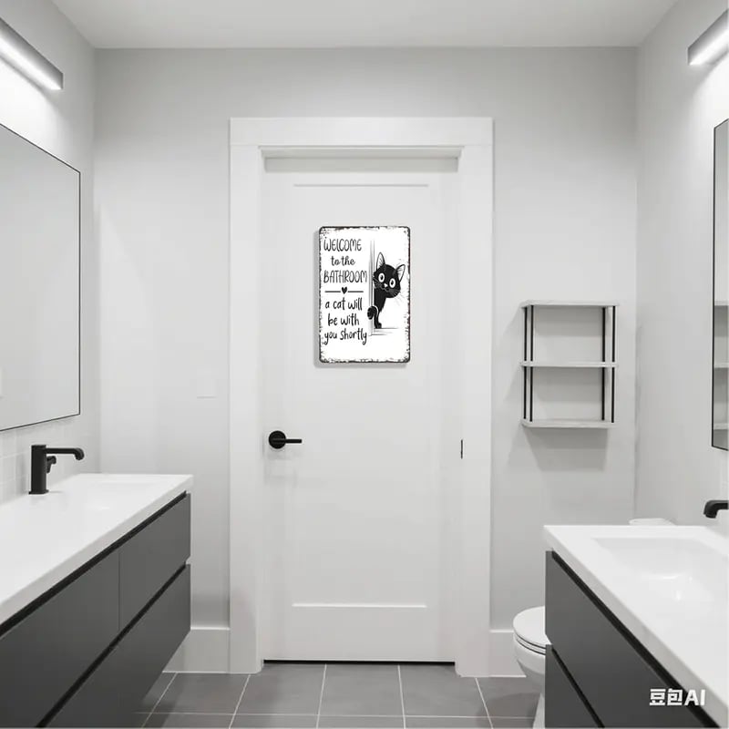 🔥Last day 49% off – Vintage black and white cat wall ar