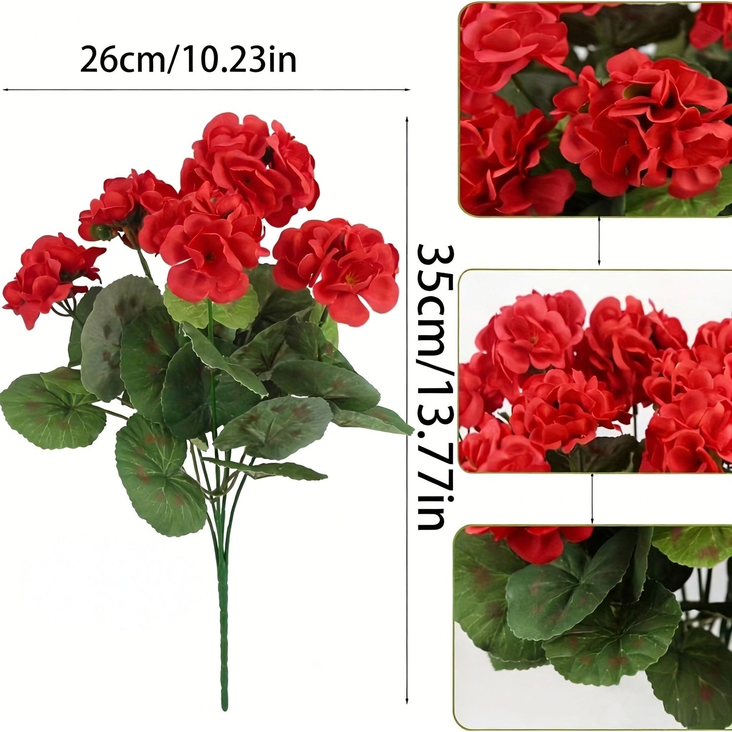 UV-resistant artificial geraniums – Red artificial flowers for patios, gardens and home décor
