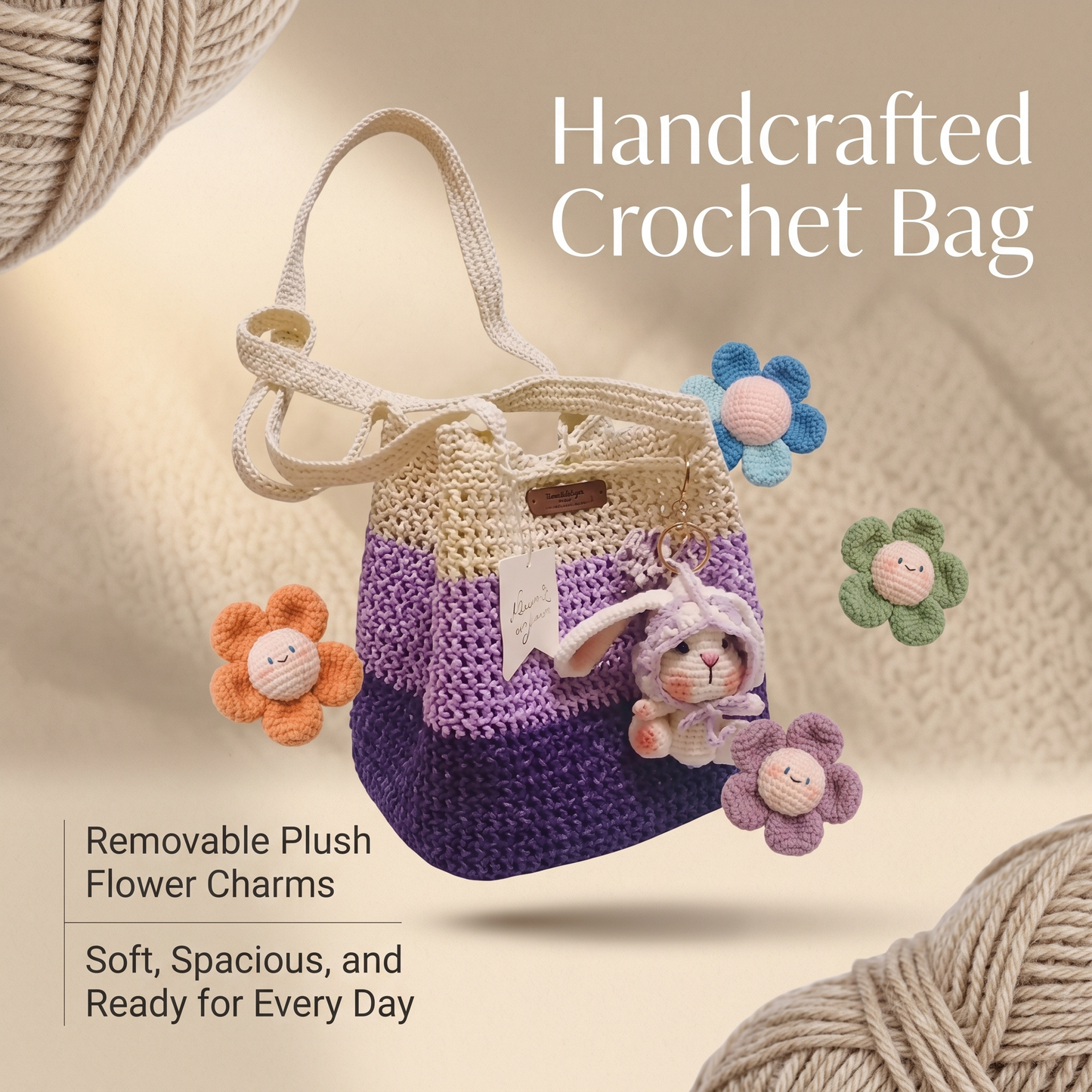 HANDCRAFTED CROCHET STRIPED BAG