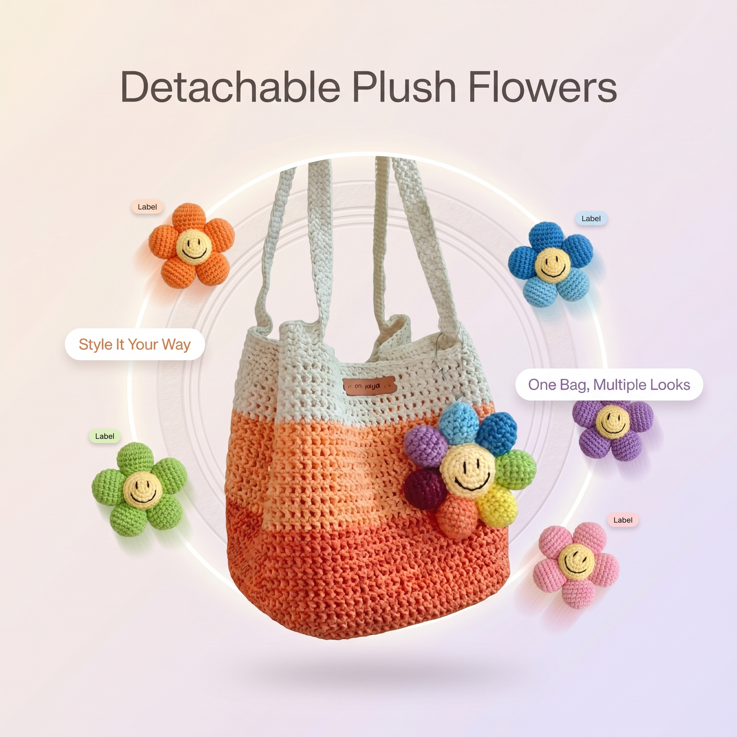 HANDCRAFTED CROCHET STRIPED BAG