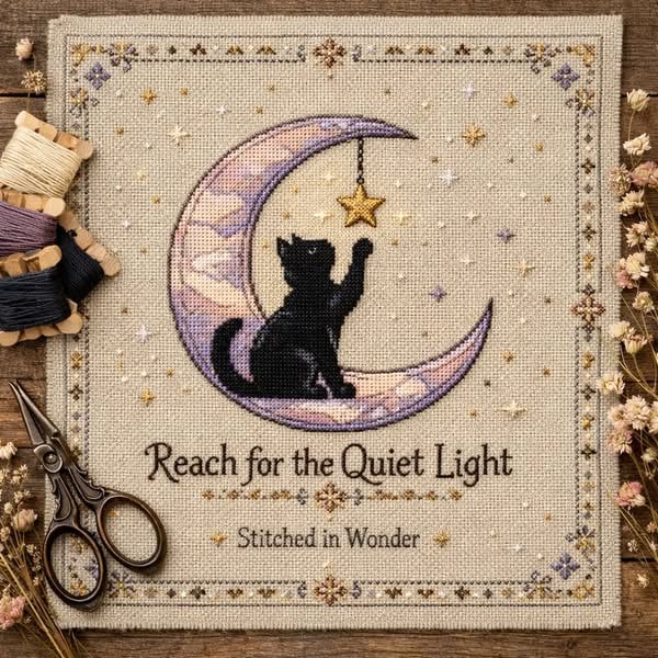 🔥LAST DAY 50% OFF - 🌙🐱Moonlit Cat Cross-Stitch Kit(Pre-sale)
