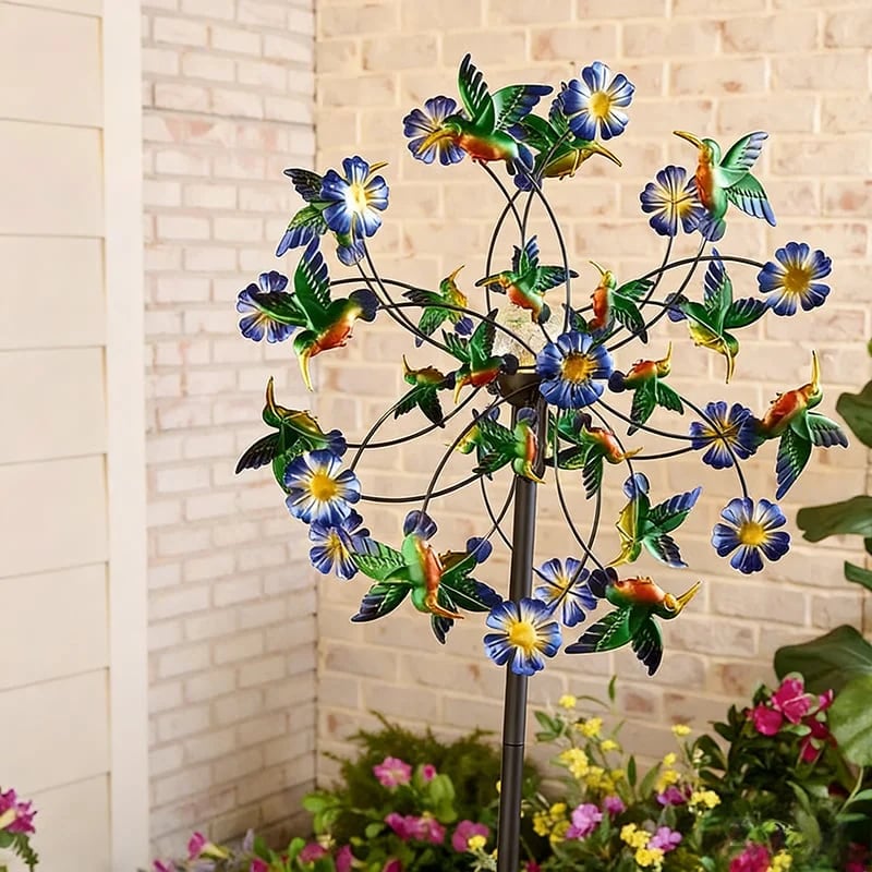 ☀️2026 HOT SALE 49% OFF🌀Outdoors Solar Wind Spinners with Decorative Flowers🌸(Includes bracket)87cm