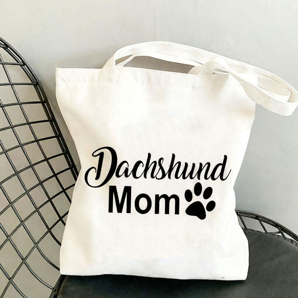 Dachshund Print Canvas Bag