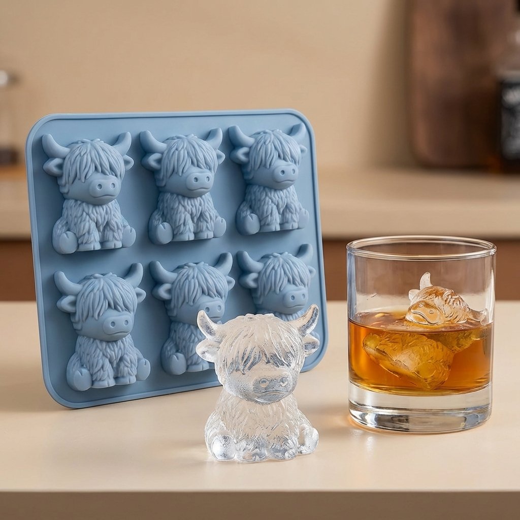 ⏳Last Day Special Price ￡9.99!!🐮 Mini Highland Cow Ice Cube Mold – Cute 3D Ice for Drinks, Parties & Gifts