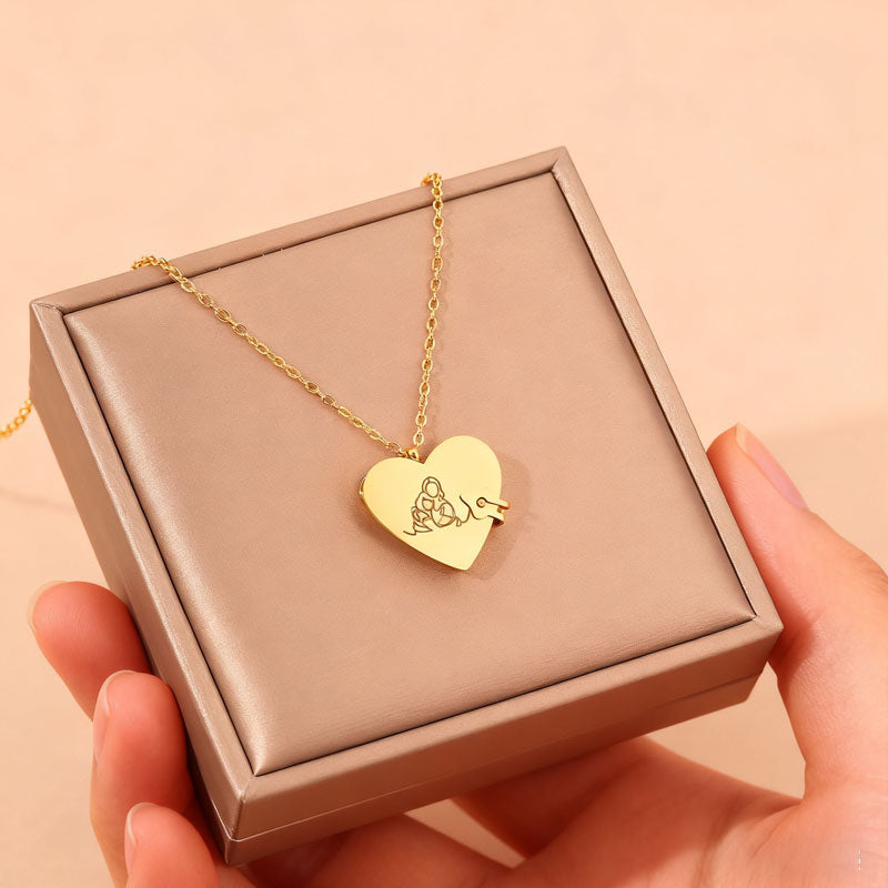 Mirror Heart Book Locket Necklace ✨
