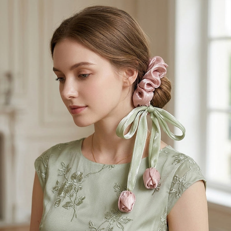 Satin Bow Hair Tie Claw Clip🌷 — Bloom with Timeless Elegance