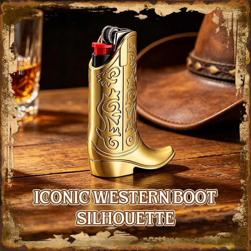 Vintage Metal Cowboy Boot Lighter Case