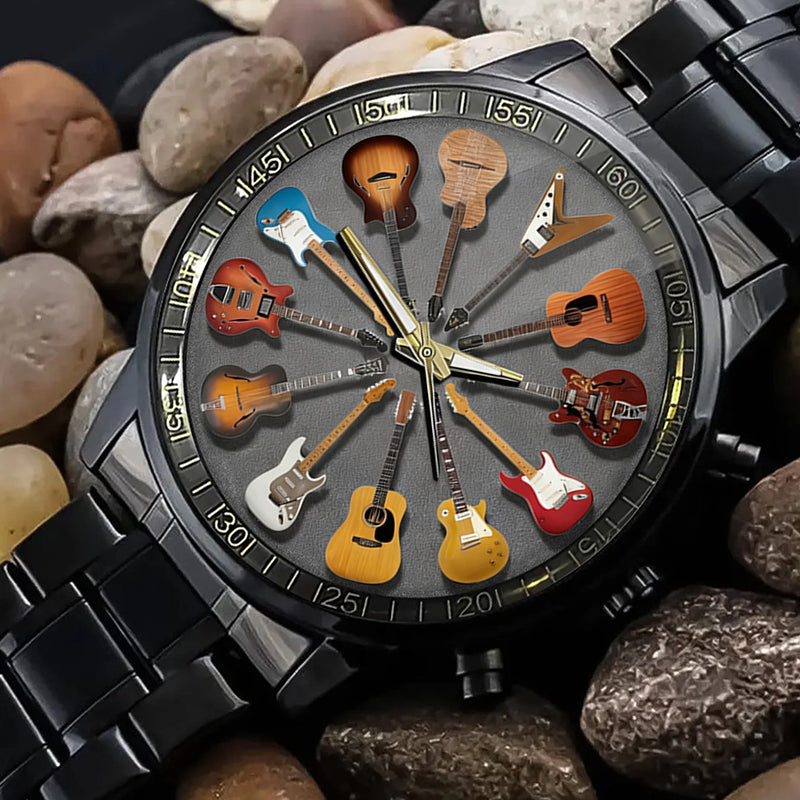 Rock Day and Night Guitar Clock