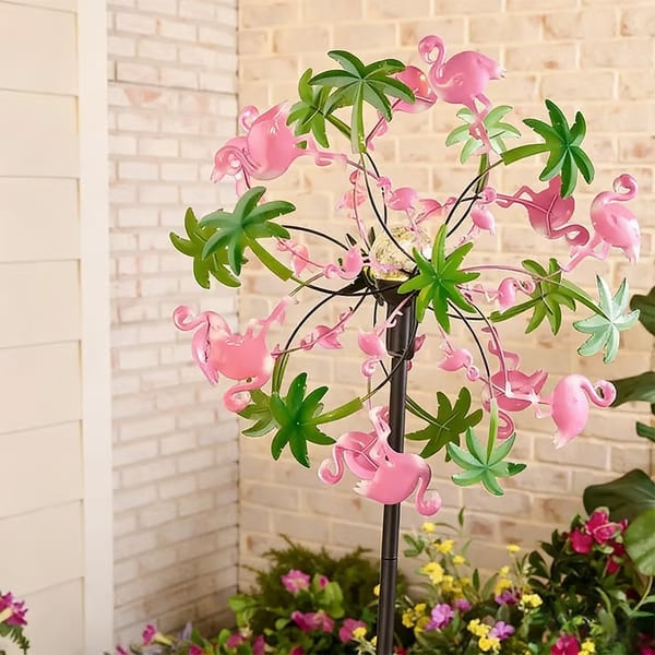 ☀️2026 HOT SALE 49% OFF🌀Outdoors Solar Wind Spinners with Decorative Flowers🌸(Includes bracket)87cm