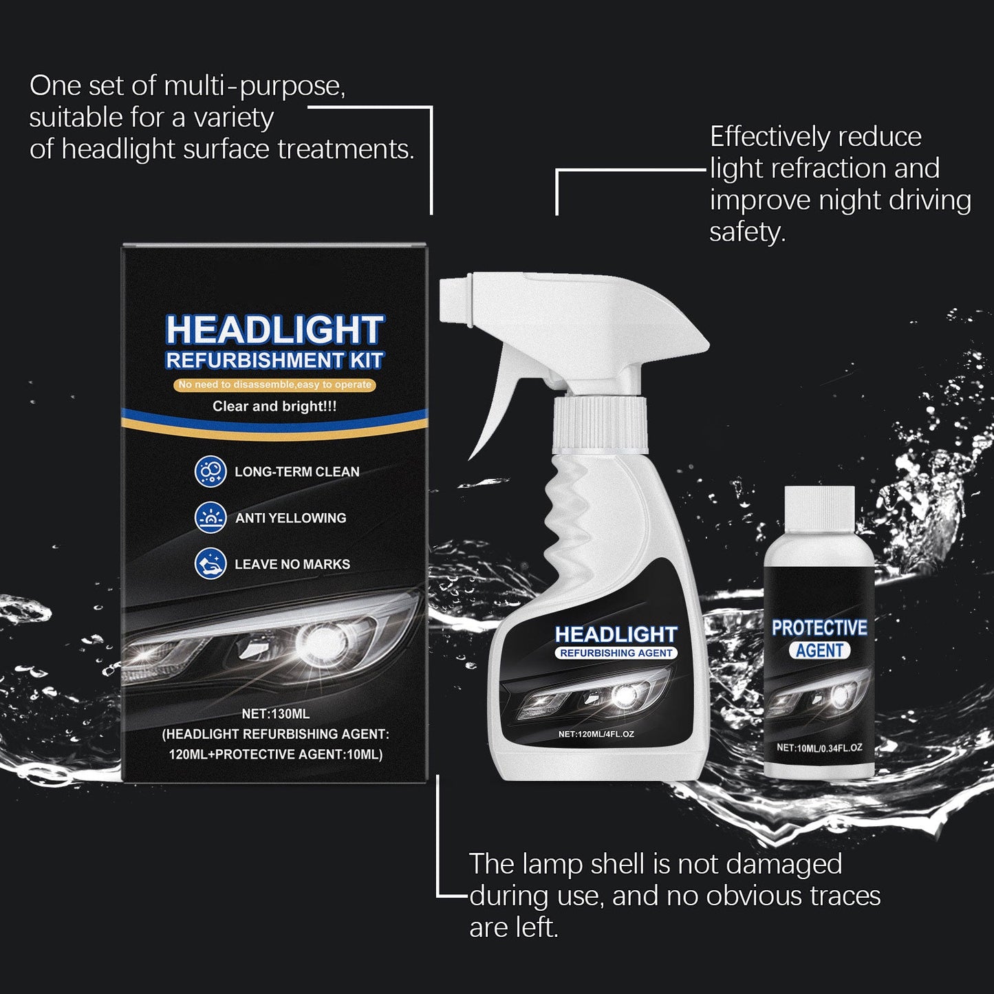 🛠️ Headlight Restoration Kit – Restore Clarity, Drive Safer!