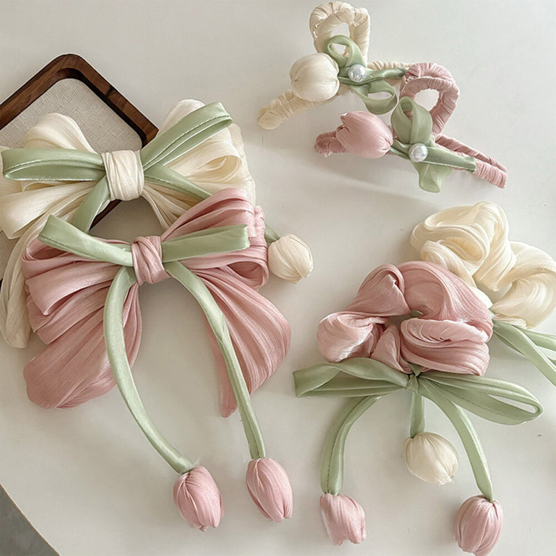 Satin Bow Hair Tie Claw Clip🌷 — Bloom with Timeless Elegance