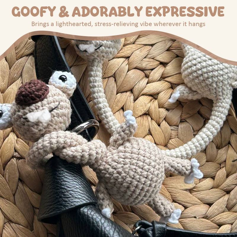 Crochet Prehistoric Sloth Bag Charm