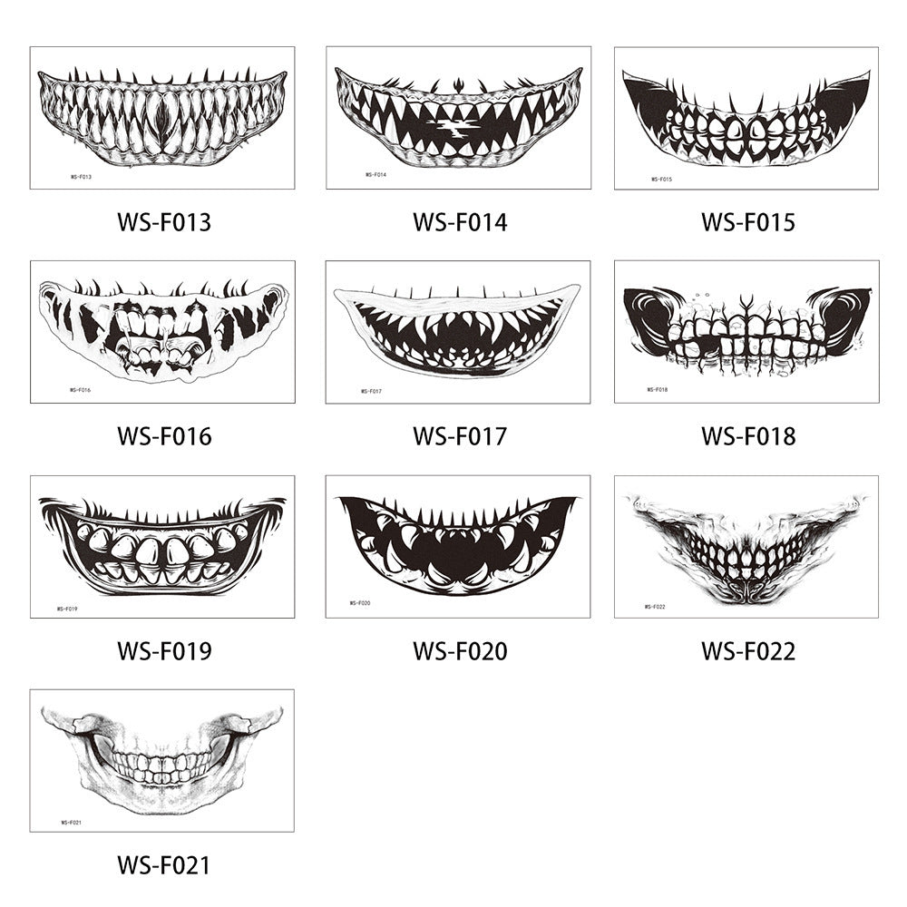 Halloween Big Mouth Tattoo Stickers😈Realistic & Easy To Remove