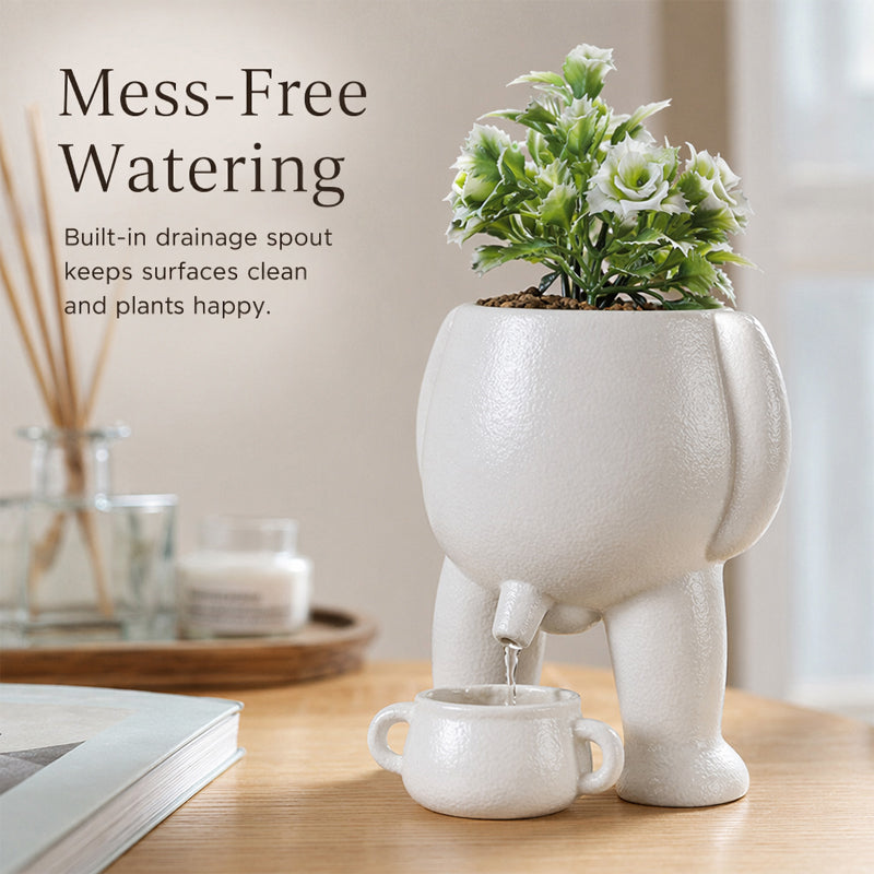 Creative 'Peeing' Planter Pot - Quirky Nordic Art Succulent Flower Pot for Unique Home Decor