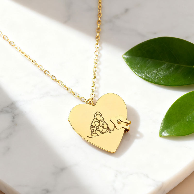 Mirror Heart Book Locket Necklace ✨