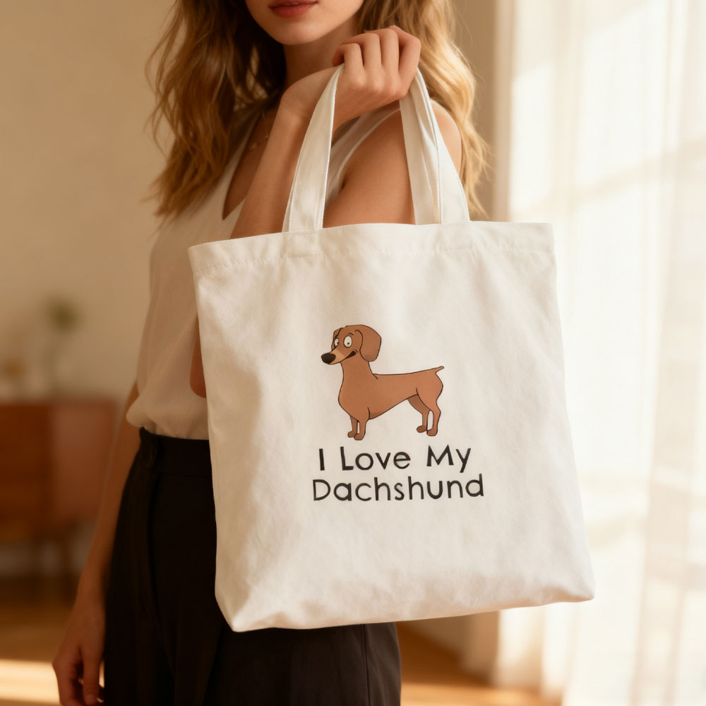 Dachshund Print Canvas Bag