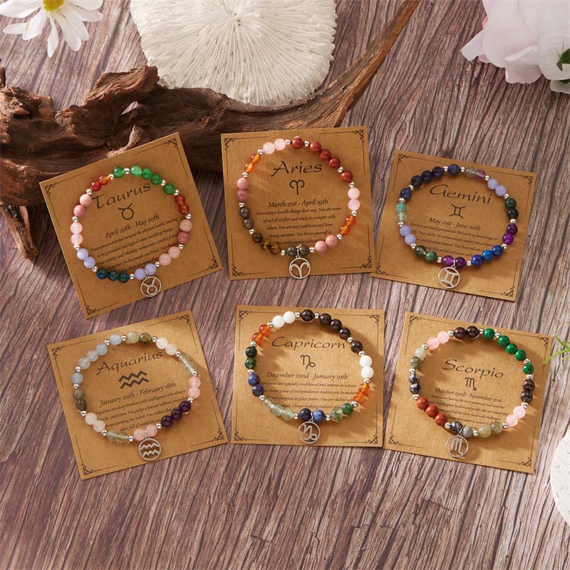 Bracelets with twelve zodiac sign stones