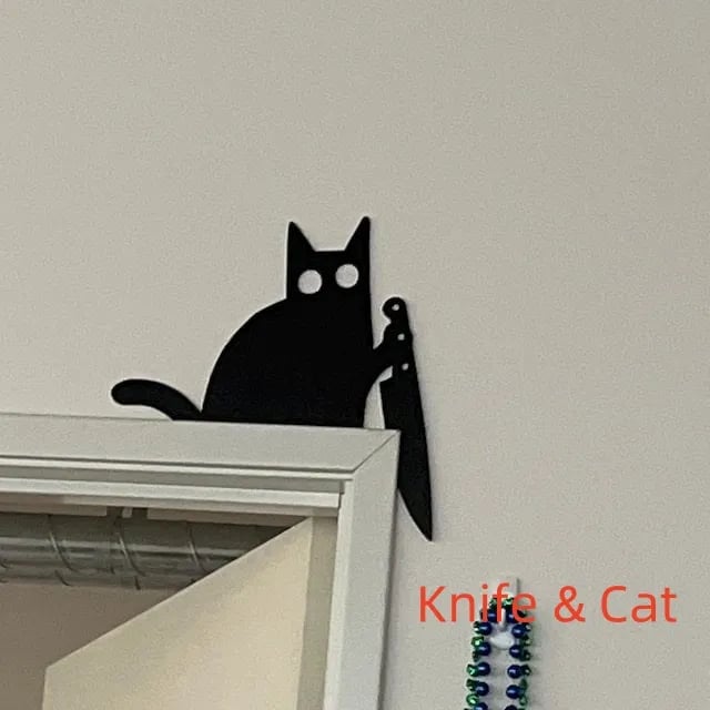 Metal Adorable Cat Door Topper