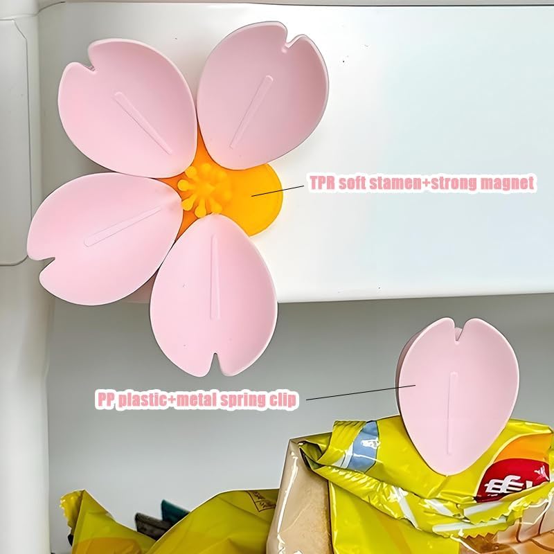 🌸Magnetic chip clips in the shape of cherry blossoms and lotus flowers, decorative fridge magnet