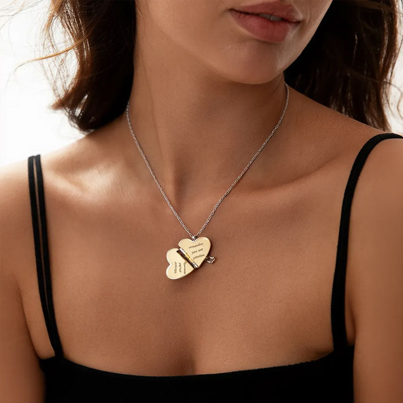 Mirror Heart Book Locket Necklace ✨