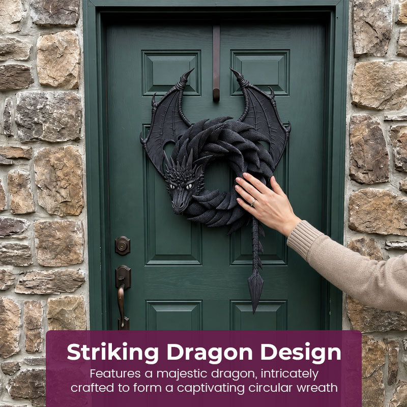 Handmade Dragon Wreath – Fantasy Gothic Wall & Door Decor for Dragon Lovers