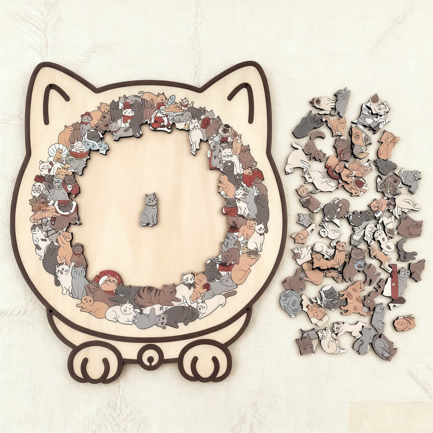 🎁Christmas Sale 49% off🎅135-piece Morandi-colored wooden cat-shaped puzzle